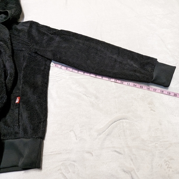 The north face fleece/sherpa fuzzy pullover hooded sweatshirt black Large - Picture 5 of 9